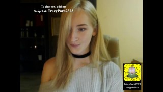 Cute girl plays with her huge boobs on cam