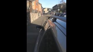 Here I am, walking to Ds car in a see through top and skirt under my coat.