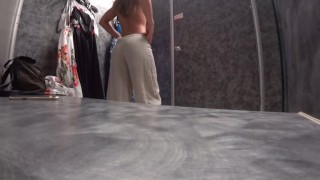 Hidden camera changing room voyeur – topless – amazing tits