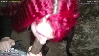 Called her outside to swallow my dick, her boyfriend’s in the house sleep.