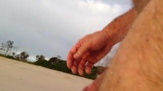 flash dick touch new at beach and talk