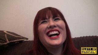 Busty british redhead dominated with roughsex