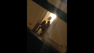 Hot blond get fucked in doggy style throughout the hotel’s window