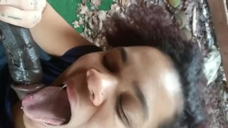 Teen sucks cock in an abandon farm gets facials