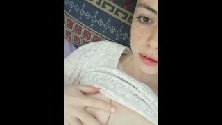 Adorable Innocent Teen With Freckles Playing With Tits And Mouth