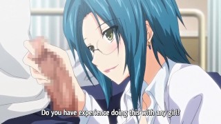 Sexy Blue Haired Anime Chick Giving Tit job and head