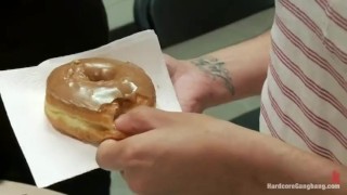 Perverted nymphomaniac and her gangbang treatment