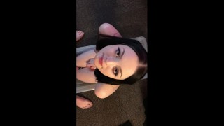 goth girl gets pissed on, eats ass and gets a facial