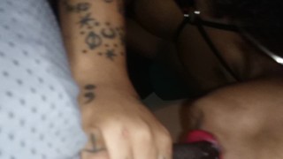 Exotic inkk sucking the skin off the dick