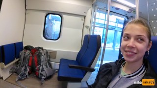 Real Public Blowjob in the Train | POV Oral Creampie by MihaNika69