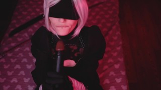 Cosplay Blowjob Sloppy Suck BBC with 2B
