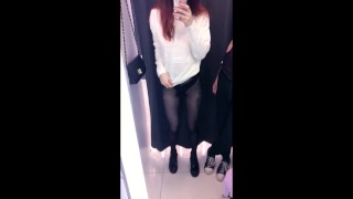 Cute schoolgirl does public blowjob in fitting room – amateur teen Reislin