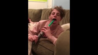 Sexy blue eyes teenager shows how to suck dick JOI huge cum surprise !