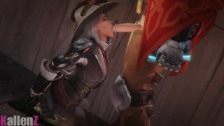 Ashe Gives McCree A Blowjob Overwatch (Blender Animation W/Sound)
