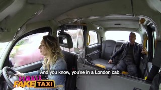 Female Fake Taxi French guy gives throat fucking and hard sex to horny Babe