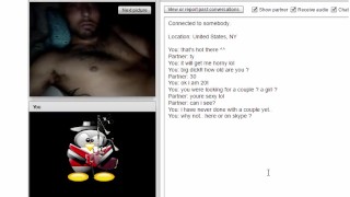 Horny and hot amateur couple fucking on Skype-Chatroulette, she swallows