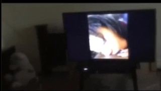 Son walks into living room for T.V but he found mom masterbating